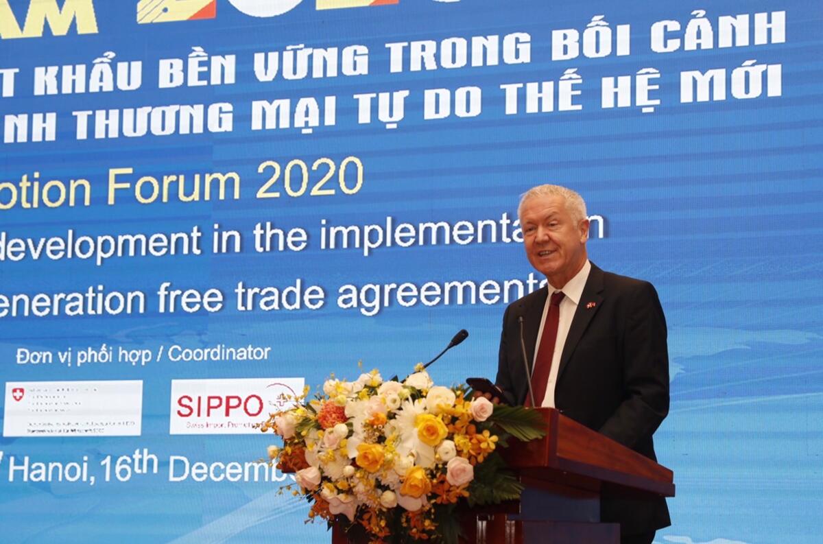H.E.Mr. Ivo Sieber, Ambassador of Switzerland  to Vietnam presenting at the Forum
